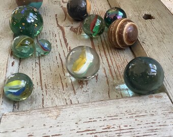 Set alte Murmeln Glas und Marmor Lichtfänger Garten