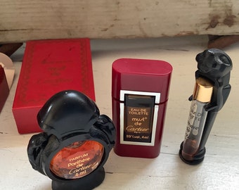 3 x Parfum miniature Cartier en coffret Must et Panthère