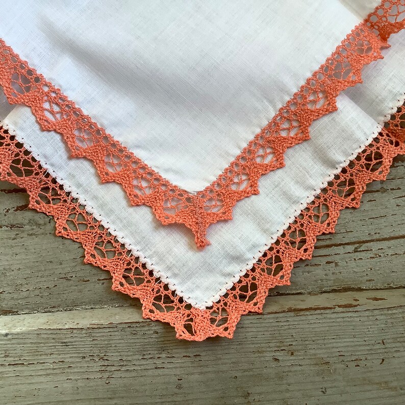 Wedding lace handkerchief crochet edge image 1