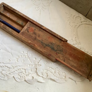 vintage stylusdoos houten kist pennen opslag cadeau schilder afbeelding 8
