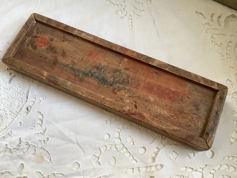 vintage stylusdoos houten kist pennen opslag cadeau schilder afbeelding 9