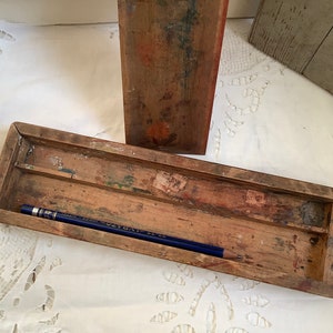 vintage stylusdoos houten kist pennen opslag cadeau schilder afbeelding 6