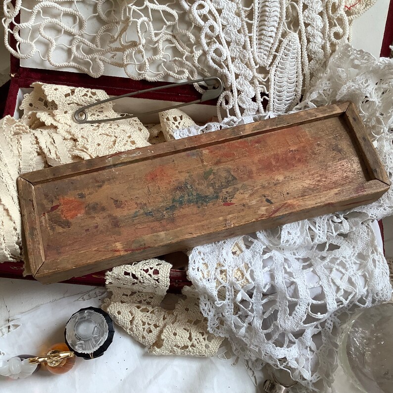 vintage stylusdoos houten kist pennen opslag cadeau schilder afbeelding 1