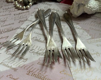 6x silver cake forks for Advent and Christmas coffee table