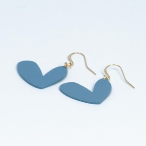 Blue Heart Shaped Earrings - Handmade with Polymer Clay