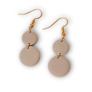Hanami. Beige polymer clay earrings