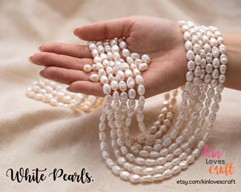 White Baroque Natural Freshwater Pearl Strands, Nugget/Beads Shape, Jewelry & Craft Supplies | Earrings | Necklace