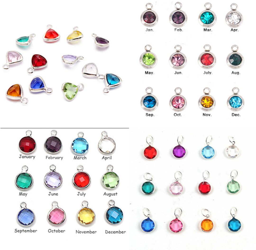 12pc Set of 6mm Crystal Birth Stone Charms for Bracelets Necklace ...