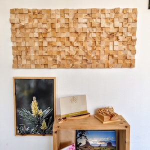 Swiss Pine Wood Wall Decor | Acoustic Panel 3D Wood | Wood Mosaic | Sound Diffuser | Wall Art | Modern Home Design