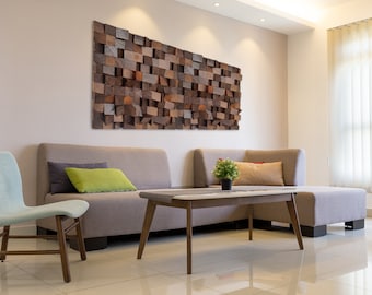 Pannello acustico in legno con decorazione 3D | Mosaico da parete in noce | Diffusore acustico per un design abitativo moderno