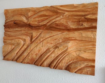 Arte in legno 3D intagliata a mano – decorazione murale organica in legno di ontano pannello acustico 3D in legno | Mosaico in legno | Diffusore acustico | Arte murale |