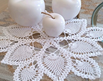 Ø 40 cm Häkeldeckchen Zierdeckchen Doily weiß