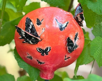 Keramik Gartenstecker Schmetterlinge Steinzeug