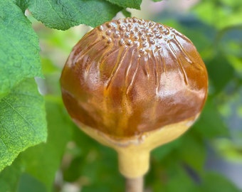 Keramik Gartenstecker Blume Sonne  Steinzeug