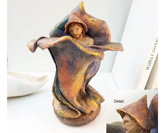 Skulptur Elfe in Blüte Keramik