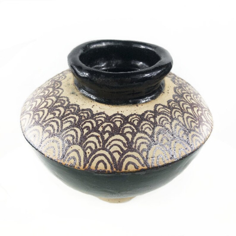 Vase stoneware glazed hand painted image 3