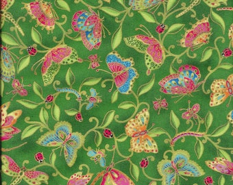 Patchwork fabric cotton butterfly butterfly green colorful