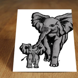 Postkarte - Elefantenfamilie
