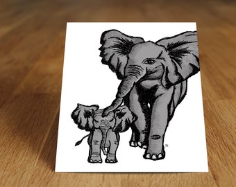 Postcard-Elephant Family