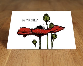 Postcard - Poppy Birthday Card