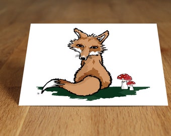 Pretty fox postcard with toadsifs