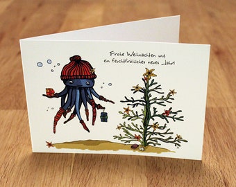 Christmas Greeting Card - Christmas with Octopus