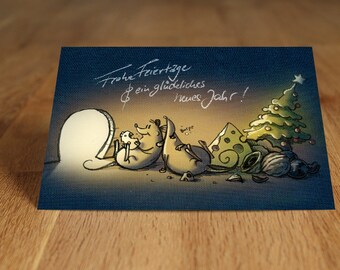 Christmas Card - Mice at the Christmas Feast