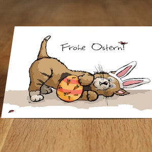 Postkarte Ostern - Katze im Hasenkostüm