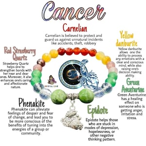 Cancer Zodiac Crystal Bracelet: Epidote, Aventurine, Quartz