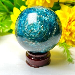 Blue Apatite Sphere: 70mm Crystal Healing Ball, Throat Chakra Stone