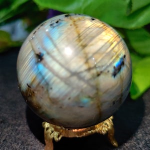 Rainbow Labradorite Sphere: Chakra Meditation Stone (178 Gram, 50 MM)