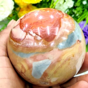 Polychrome jasper Stone Sphere Ball Orb 353 grams