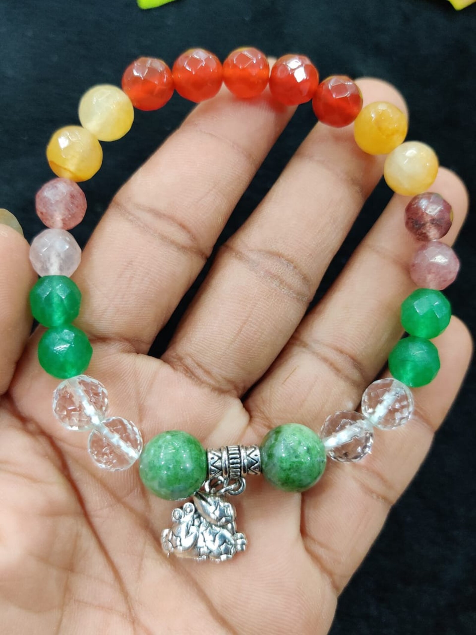 Crystal Stone Bracelet for Cancer Zodiac Sign Epidote, Phenakite, Green