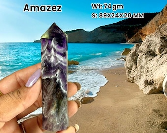 Amazez Quartz Stone Obelisk Tower: Polished Crystal Wand - 74 gram