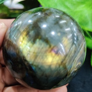 Rainbow Labradorite Sphere: Chakra Meditation Stone (322 Gram)