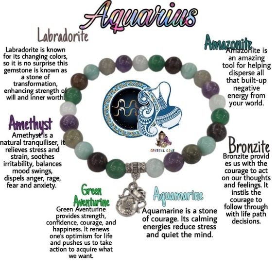 Aquarius Zodiac/ BirthStone Bracelet – Trucrystals.in