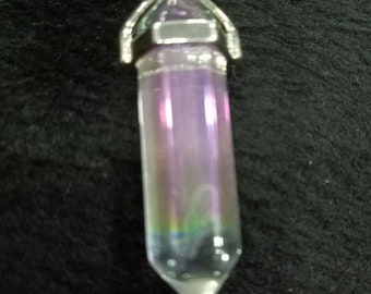 Rainbow Angel Aura Quartz Crystal Quartz Stone Crystal Double Terminated Pendant 1.5 Inch