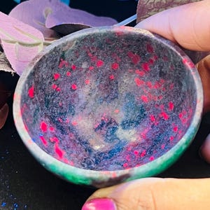 60MM Ruby Kyanite Stone Bowl: Hand Carved Gemstone Bowl