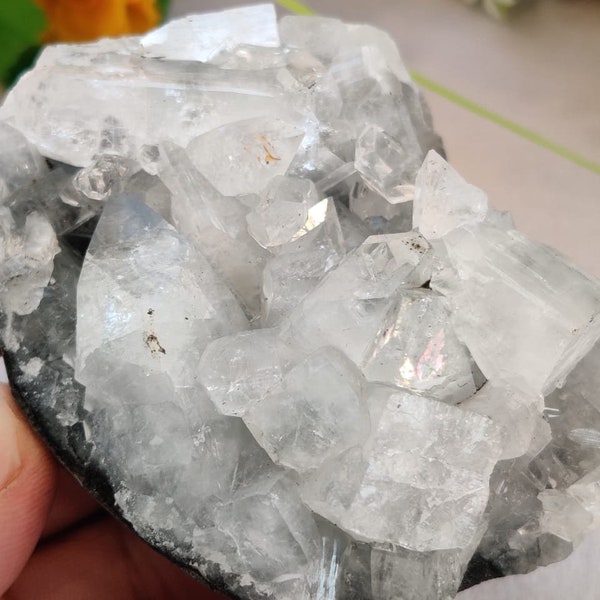 Amazing White Rainbow Sparkly  Apophyllite Stone Minerals Specimens AAAAA Quality From India Crystals Reiki 268 Gram