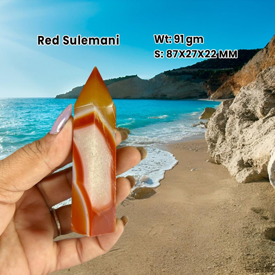Red Sulemani Stone Obelisk Tower: Polished Crystal Wand - 91 Gram - Etsy