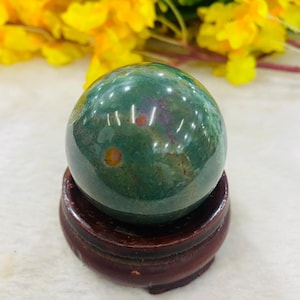 Blood Stone Heliotrope Sphere For Control Blood Circulation,Good Health,Reiki,Healing,Meditation,Instils Courage,Comfort,Strength 106 Gram