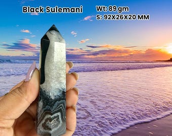 Black Sulemani Tower: Healing Crystal Point Wand (89 gram )