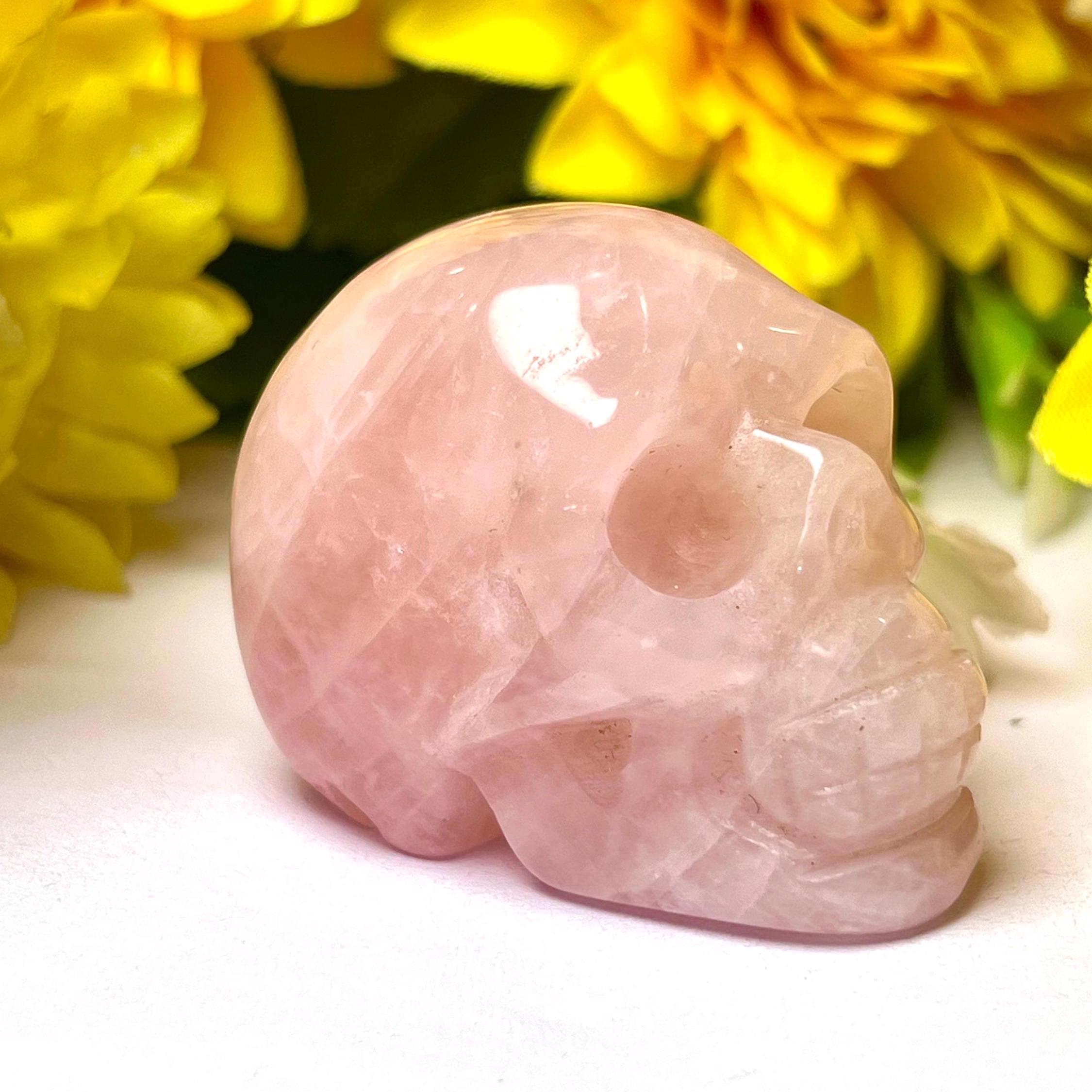 ローズクォーツストーンスカル：ヒーリング、レイキ用マダガスカル