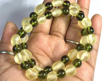Moldavite & Libyan Tektite Bracelet: Genuine Crystal Healing Stone