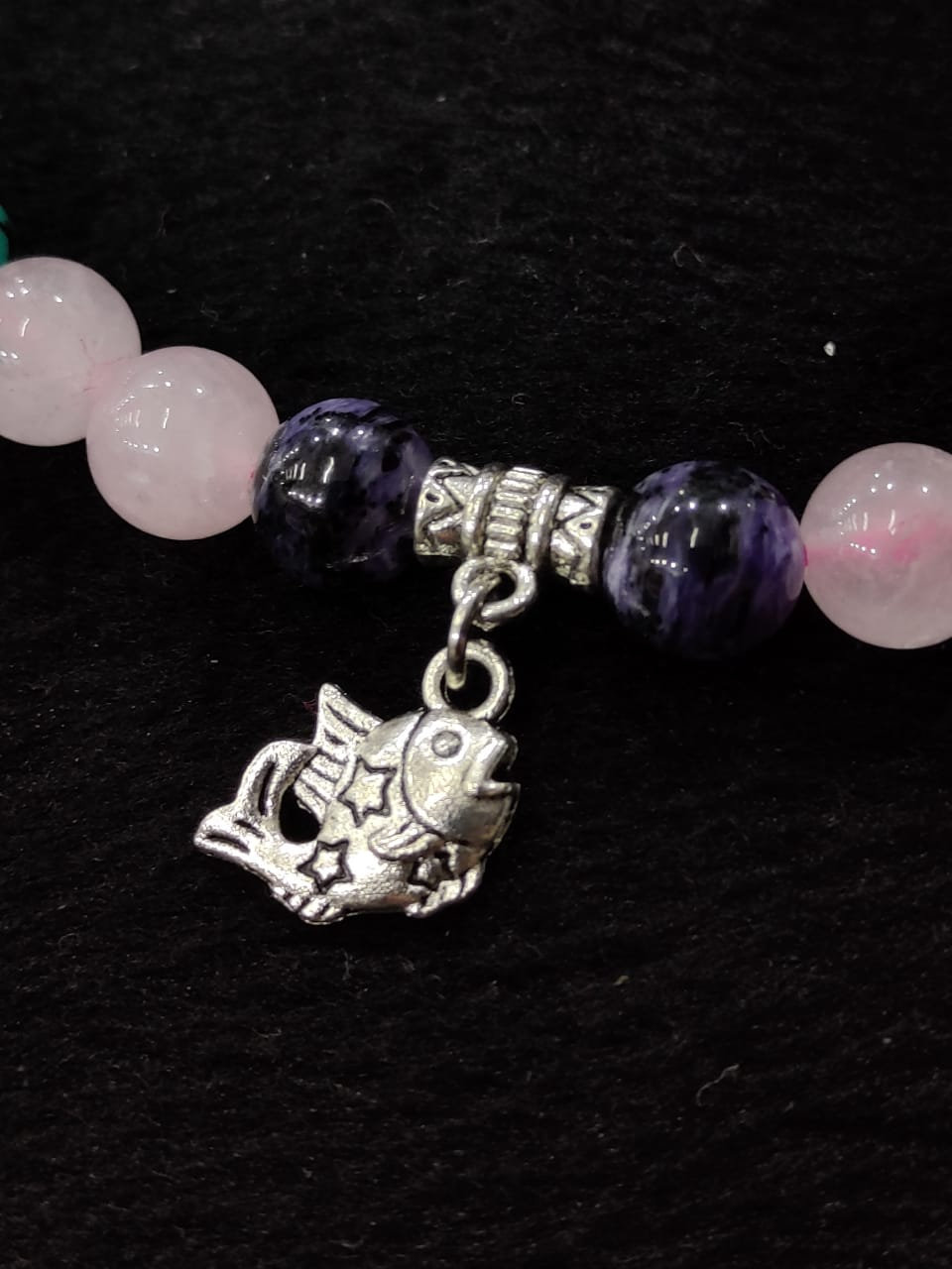 Crystal Stone Bracelet for Pisces Zodiac Sign Charoite, Rose
