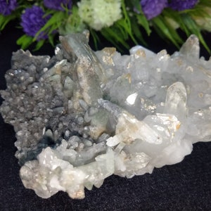 Green Phantom Quartz Crystal Cluster with Chalcopyrite, Limonite, and Sphalerite (364 Gram)