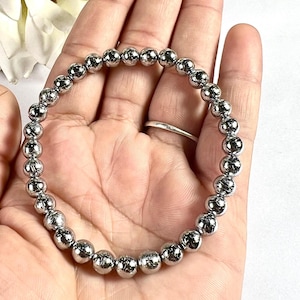 Seltene Silber Meteorit Gibeon Stein Crystal Muonionalusta Eisen Stein Armband 6 MM