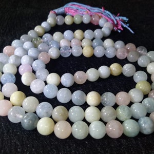 Morganite Stone Japa Mala: 108 Bead Rosary Mala, Meditation Power