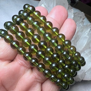 8MM Czech Moldavite Bracelet: Natural Stone for Meditation & Health