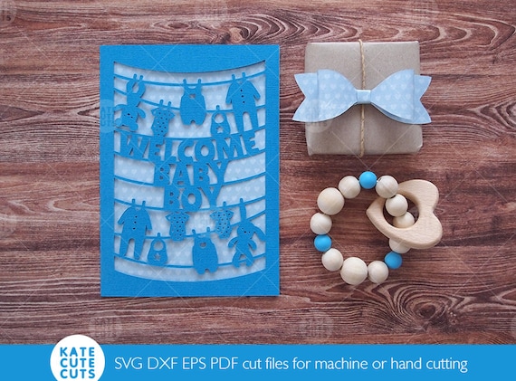 Download Welcome Newborn Baby Boy Congratulations Card Cut Files Dxf Etsy